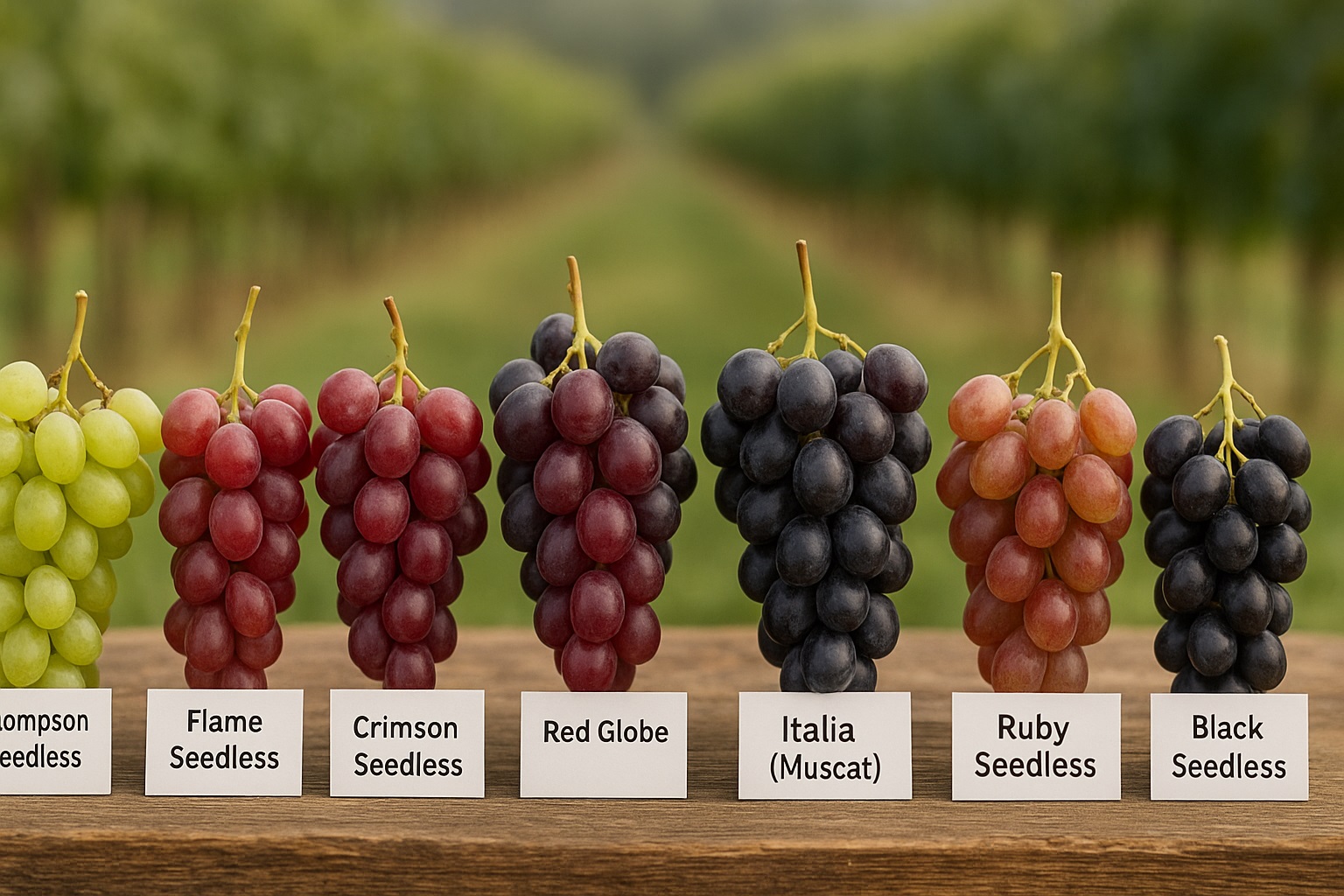 Selected grape varieties (English labels)